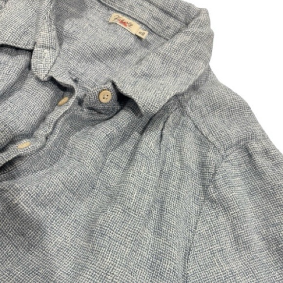 Faherty Linen Hana Dress Blue Basket Weave Medium Shift pockets relaxed - Picture 6 of 9